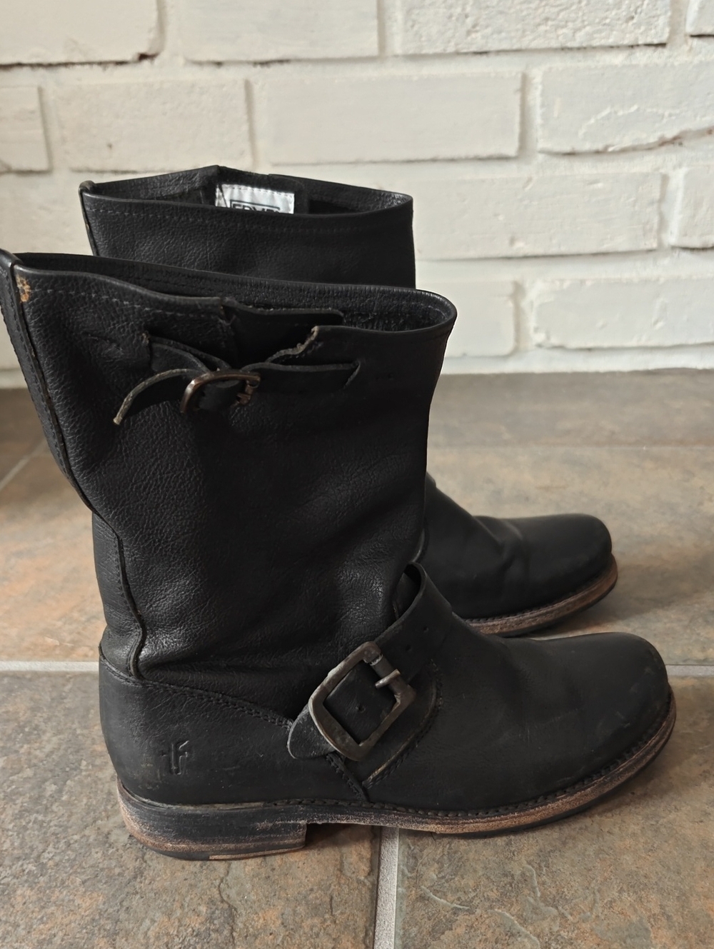 Frye Black Leather Motorcycle Boots Sz 6
